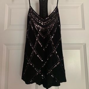 Express sequin black tank top